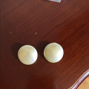 Elegant Cream Button Earrings
